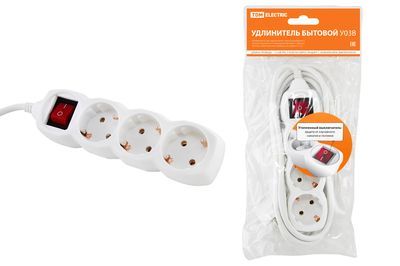 Удлинители бытовые - с заземлением с выключателем