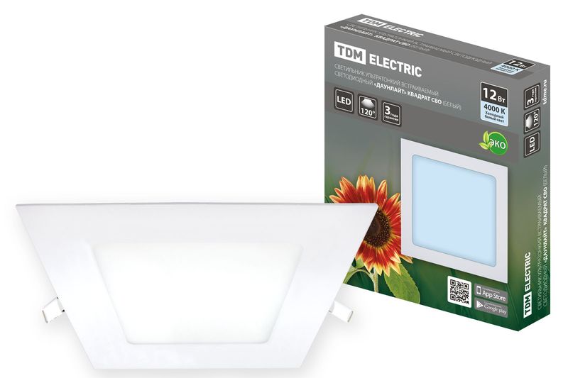 Светильники LED ультратонкие даунлайты КВАДРАТ СВО TDM