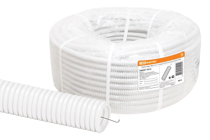 Трубы гофрированные из ПВХ - цвет белый