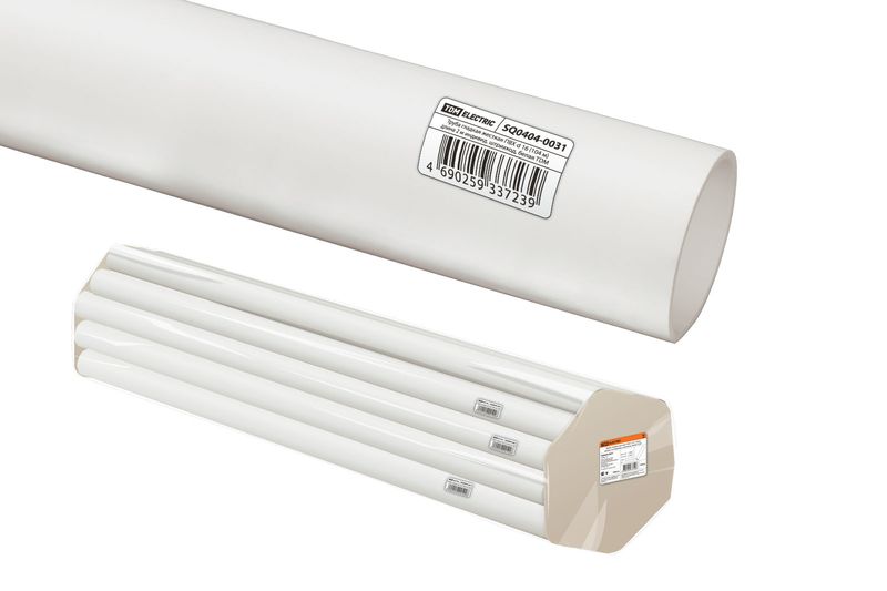 Трубы гладкие жесткие из ПВХ - цвет белый, упаковка для розничных продаж по 2м.