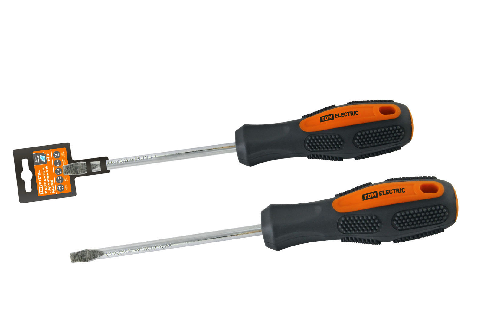 Отвертки шлицевые (двухкомпонентная рукоятка, CR-V)