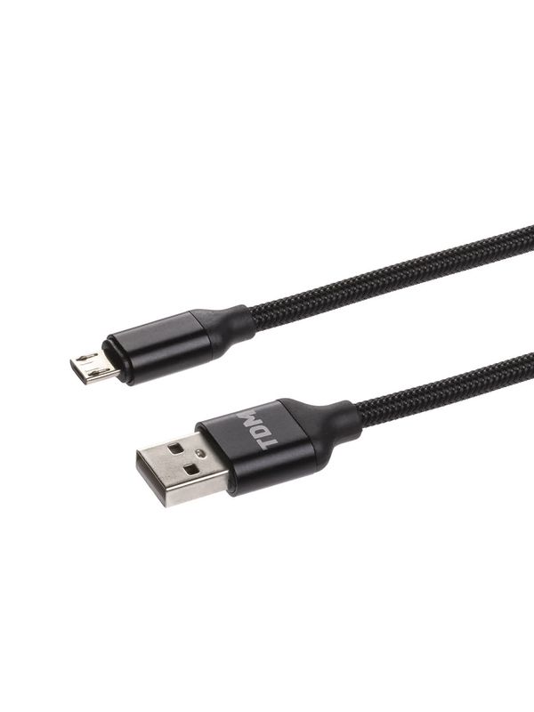 Дата-кабель, ДК 8, USB - USB Type-C, 1 м, тканевая оплетка, черный, TDM — изображение 3