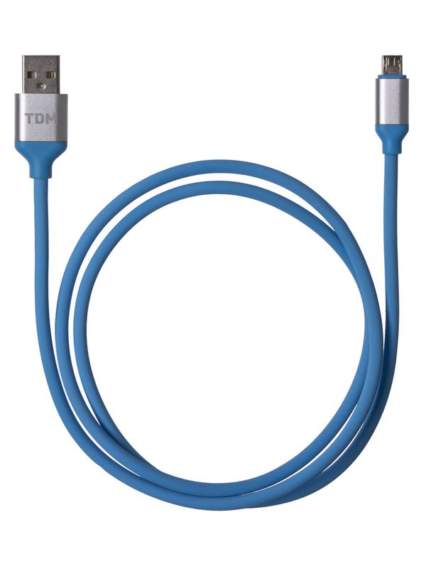 Дата-кабель, ДК 16, USB - micro USB, 1 м, силиконовая оплетка, голубой, TDM — изображение 4