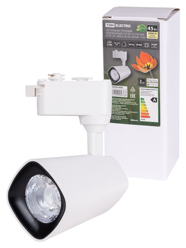 Светильник трековый однофазный LED TRL-02-045-WW 45 Вт, 24°, 3000 К, 90 Ra, белый, TDM — изображение 4