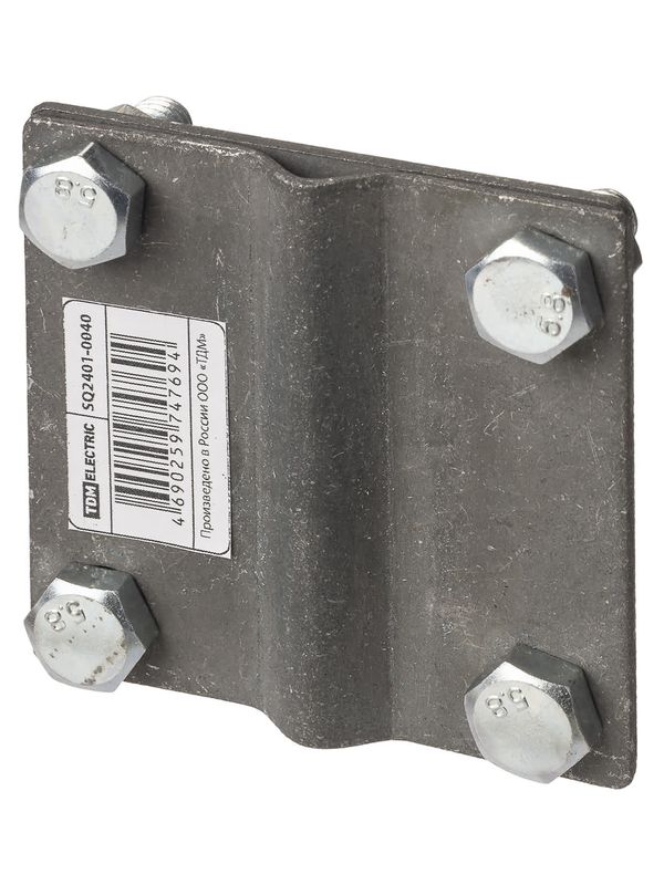 Зажим соединительный 4-х болтовой полоса-прут, полоса 40х4 - прут Ø6-10 мм, термодиффузия (упак. 1 шт.) TDM