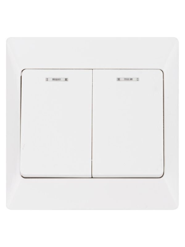 Выключатель 2 кл. с подсветкой 10А белый "Ильмень" TDM