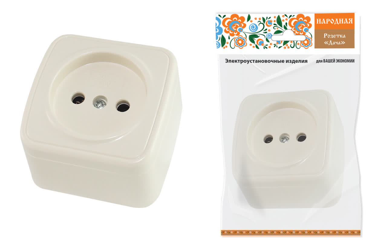 "Розетка 2П открытой установки IP20 10А, сл. кость ""Дача"" Народная" SQ1824-0020