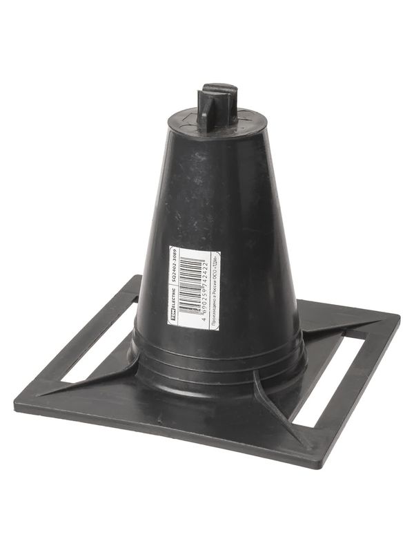 Держатель для плоской кровли универсальный 120х120х100 мм c 1 фиксатором для прута Ø8 мм, под битумную полосу 80 мм, без бетона, ПП (упак. 1 шт.) TDM