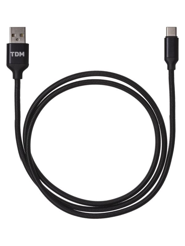 Дата-кабель, ДК 8, USB - USB Type-C, 1 м, тканевая оплетка, черный, TDM — изображение 2