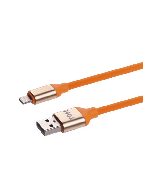 Дата-кабель, ДК 15, USB - Lightning, 1 м, силиконовая оплетка, оранжевый, TDM — изображение 4