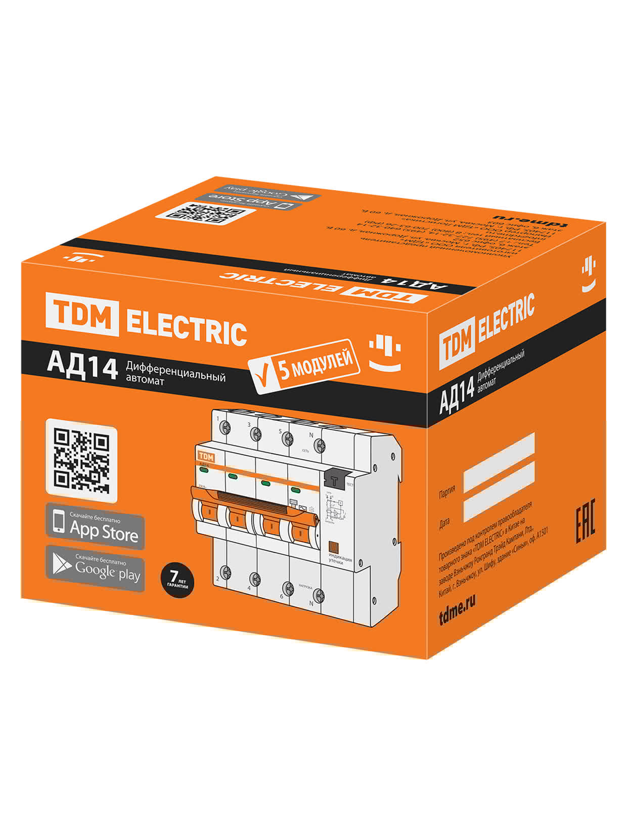 Диф.автомат АД14 4Р 25А 30мА TDM