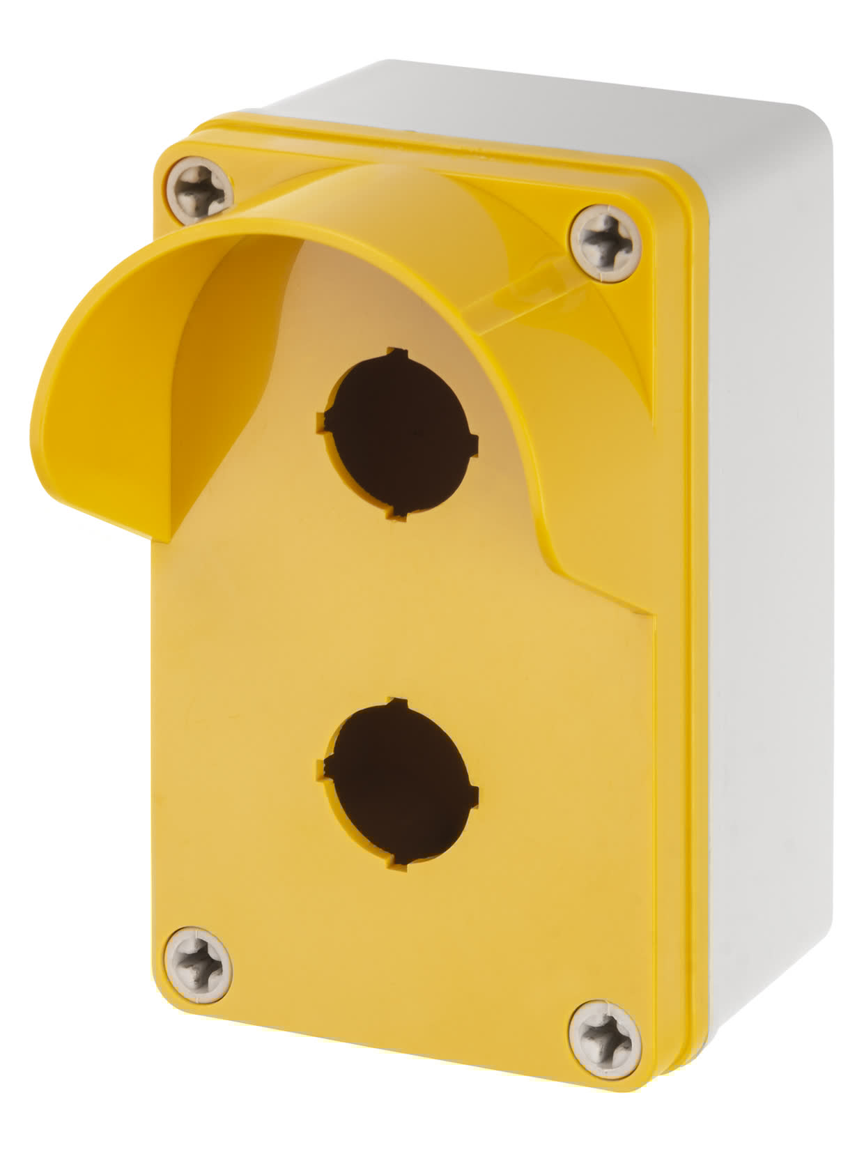 Корпус КП102 c козырьком для кнопок 2 места IP66 ABS желтый TDM SQ0705-0012