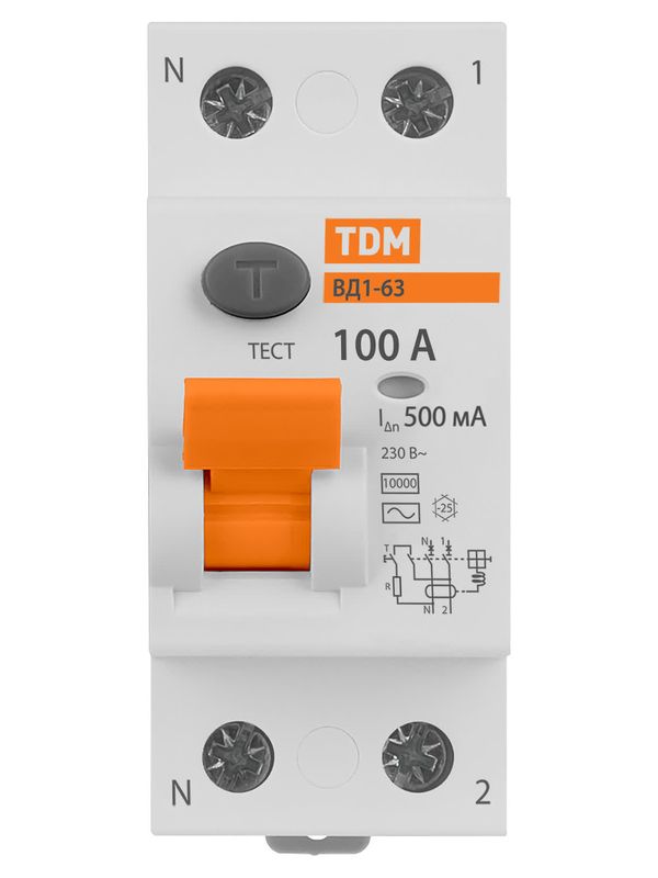 Устройство защитного отключения ВД1-63 2Р 100А 500мА TDM