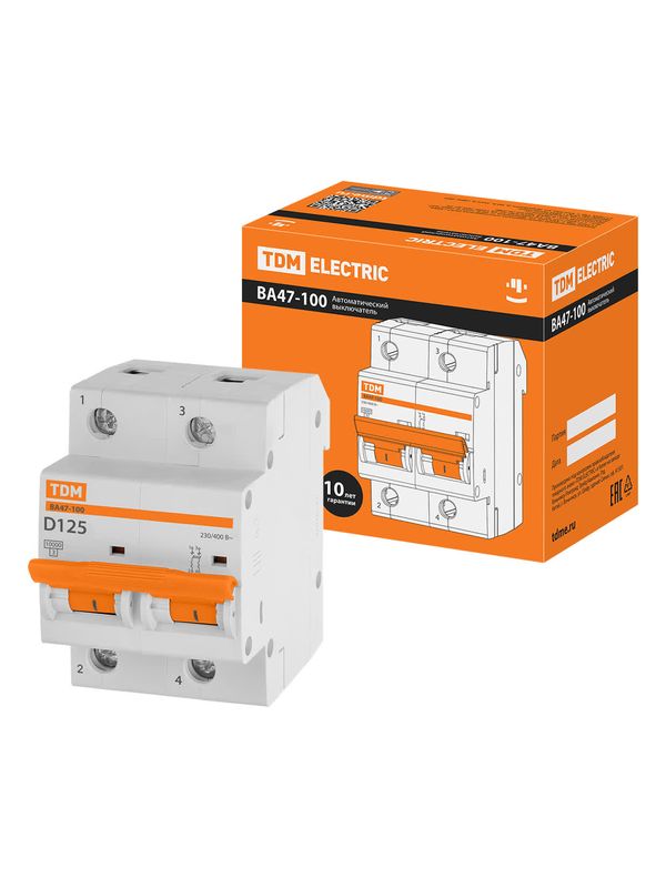 Авт. выкл. ВА47-100 2Р 125А 10кА х-ка D TDM