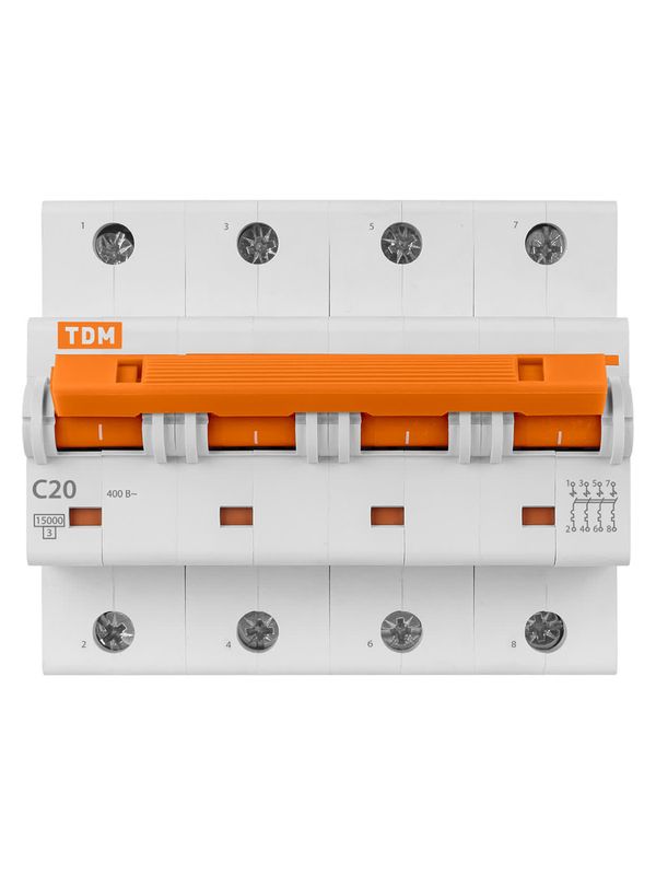 Авт. выкл. ВА47-125 4Р 20А 15кА  х-ка С TDM