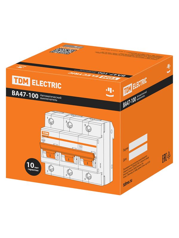Авт. выкл. ВА47-100 3Р 125А 10кА х-ка D TDM