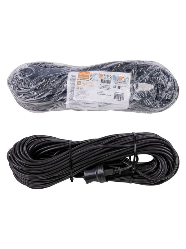 Удлинитель-шнур силовой народный ПВС 2200 Вт б/з, 40м, штепс. гнездо У-12008