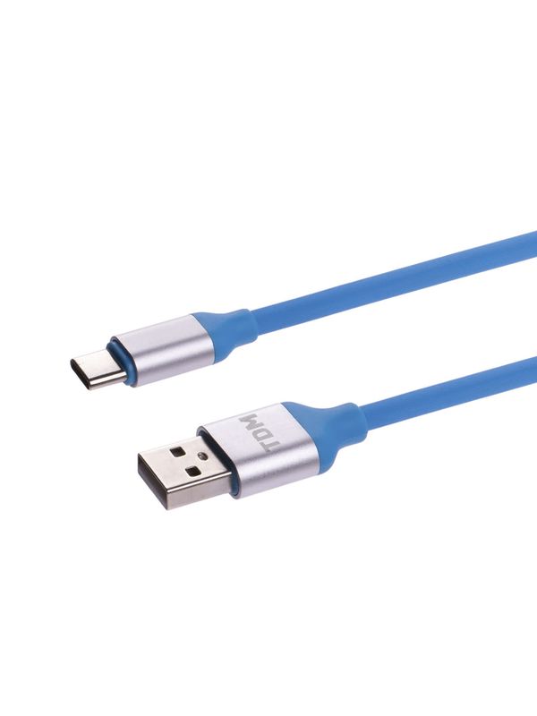 Дата-кабель, ДК 17, USB - USB Type-C, 1 м, силиконовая оплетка, голубой, TDM