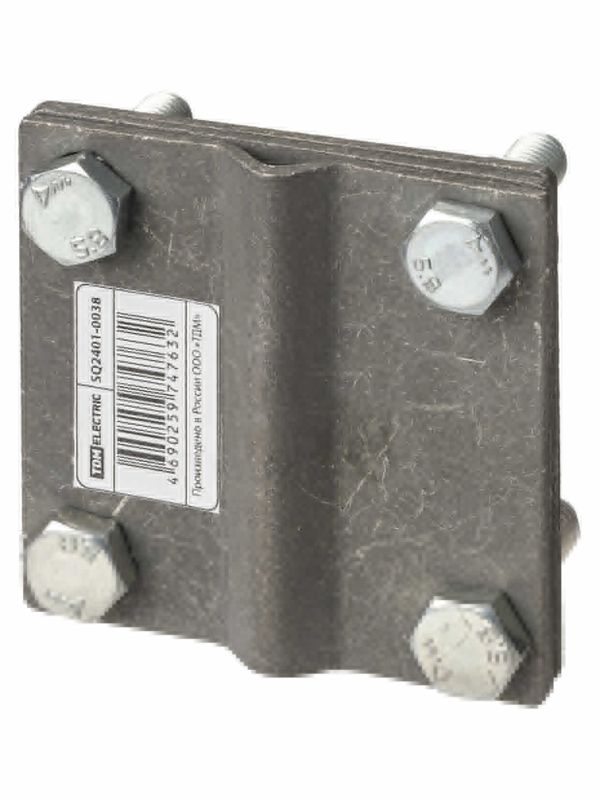 Зажим соединительный 4-х болтовой с контактной пластиной полоса-прут, полоса 40х4 - прут Ø6-10 мм, термодиффузия (упак. 1 шт.) TDM