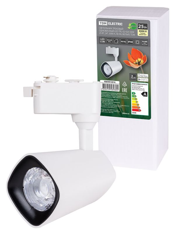 Светильник трековый однофазный LED TRL-02-025-WW 25 Вт, 24°, 3000 К, 90 Ra, белый, TDM — изображение 4