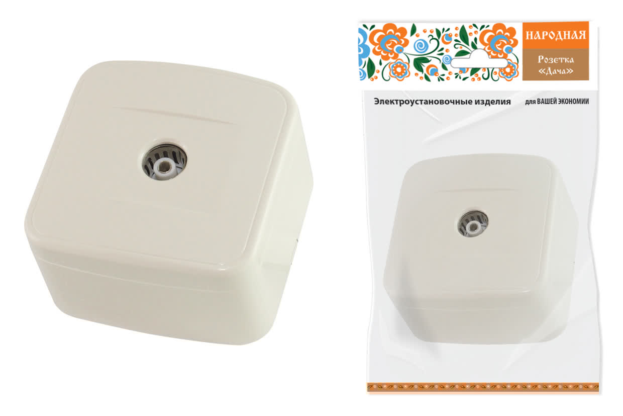 "Розетка TВ простая (0-2400 Гц,  ""мама"") открытой установки, IP20 сл. кость ""Дача"" Народная" SQ1824-0026