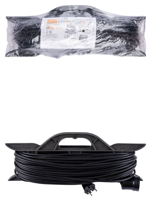 Удлинитель-шнур на рамке силовой народный ПВС 2200 Вт б/з, 40м, штепс. гнездо У-12008