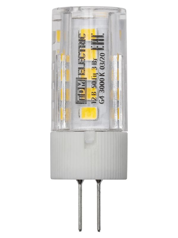 Лампа светодиодная G4-3 Вт-AC/DC 12 В-3000 К, SMD, 16x43 мм TDM — изображение 4