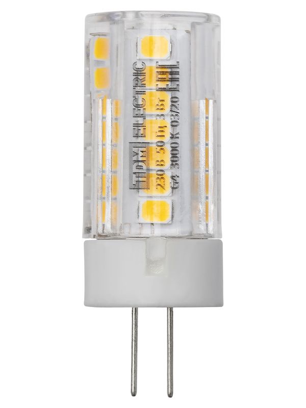 Лампа светодиодная G4-3 Вт-230 В-3000 К, SMD, 16x43 мм TDM — изображение 2