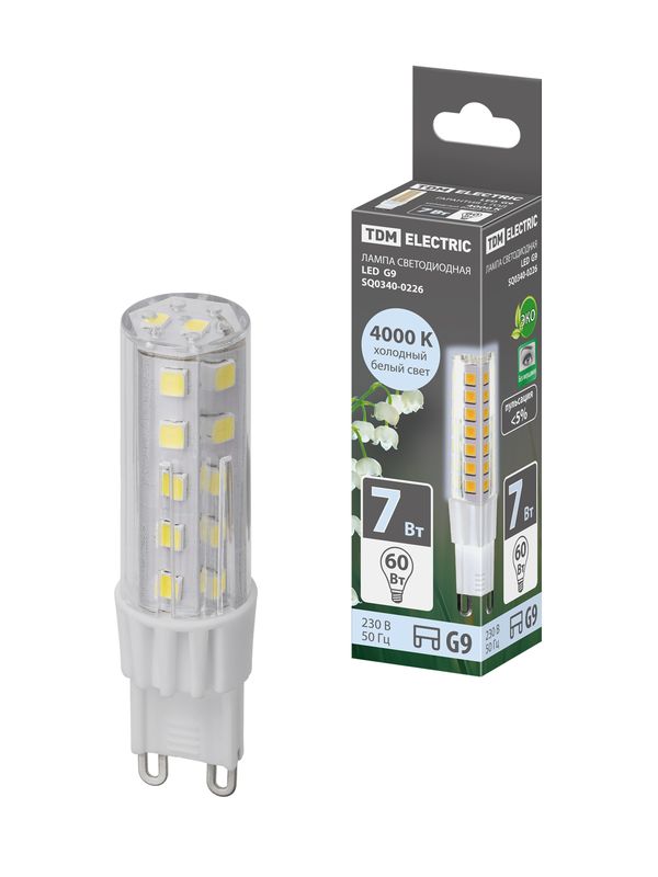 Лампа светодиодная G9-7 Вт-230 В-4000 К, SMD, 17,5x65,5 мм TDM — изображение 4