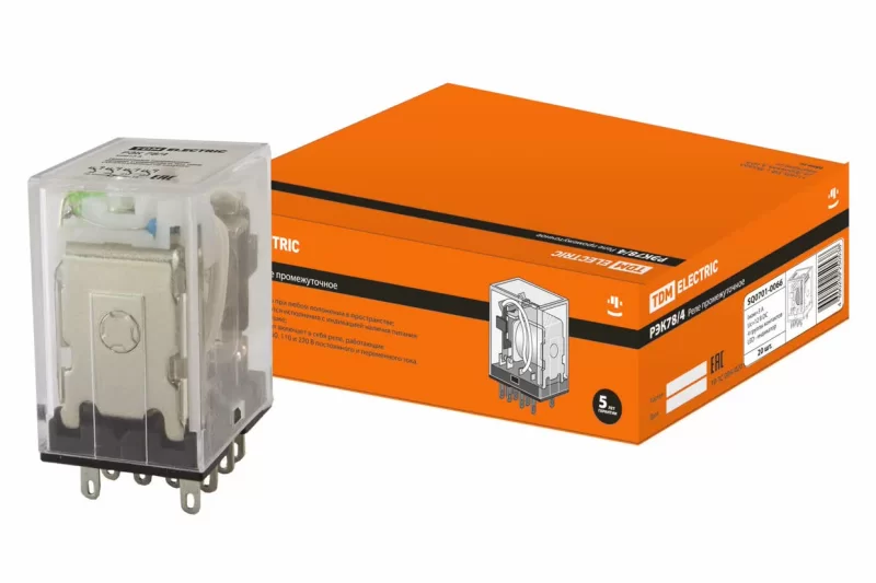 Реле РЭК78/4 с инд. 3А 12В DC TDM SQ0701-0066