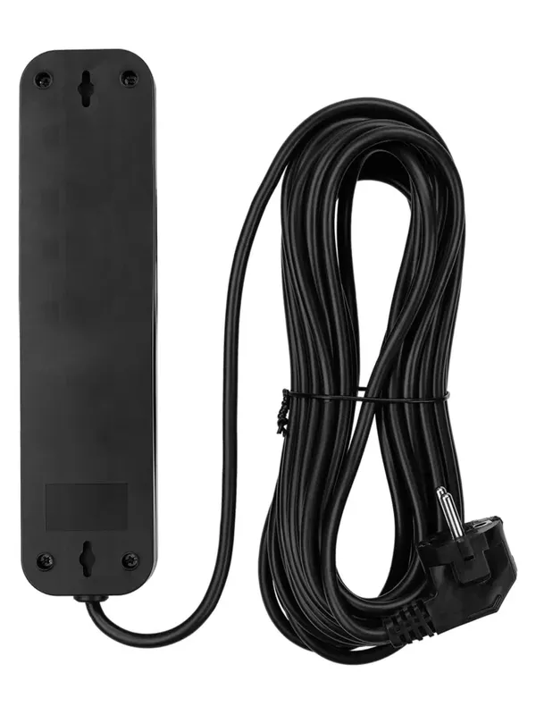 Удлинитель 4 гнезда, 7 метров, с/з, выкл., 10 А, 2300 Вт, черный, НАРОДНЫЙ У1-42056 (Ун1 421-0001)