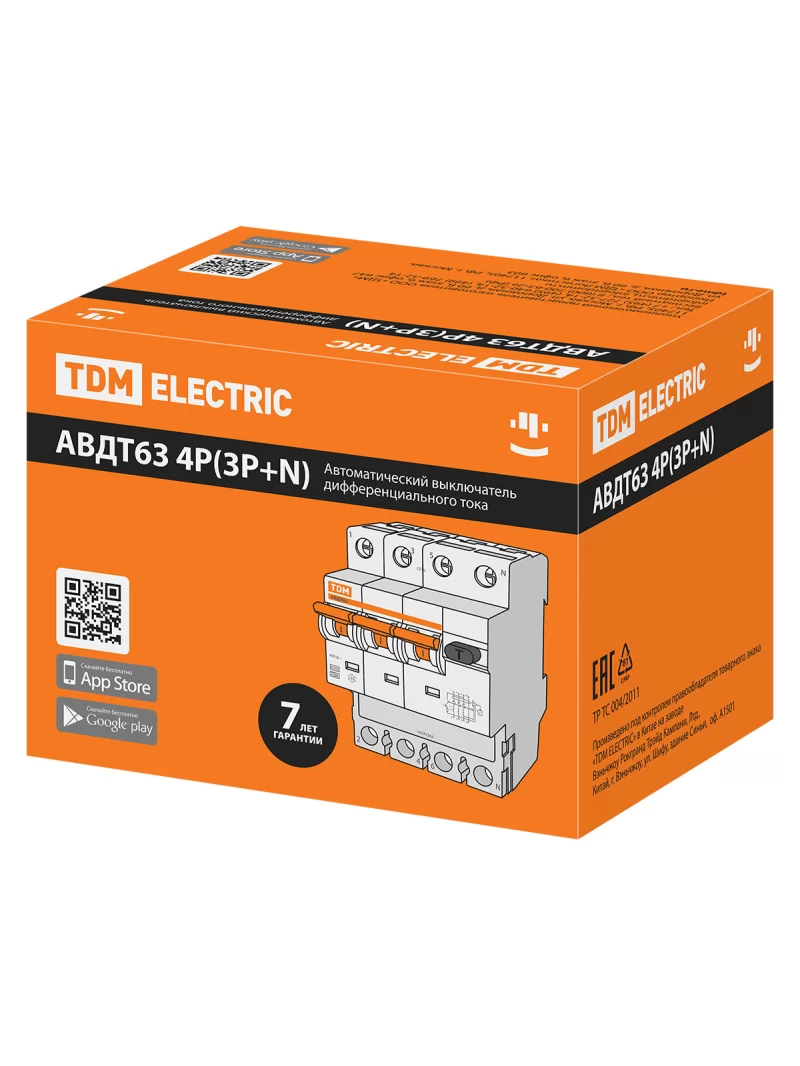 АВДТ 63 4P(3Р+N) C40 30мА 6кА тип А TDM SQ0202-0020