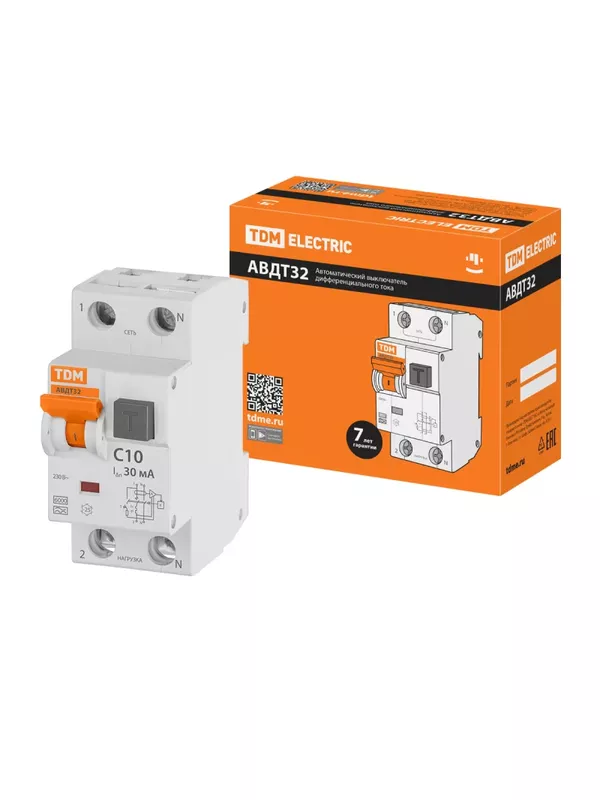 Автоматический Выключатель Дифференциального тока - АВДТ 32 С10 30мА TDM