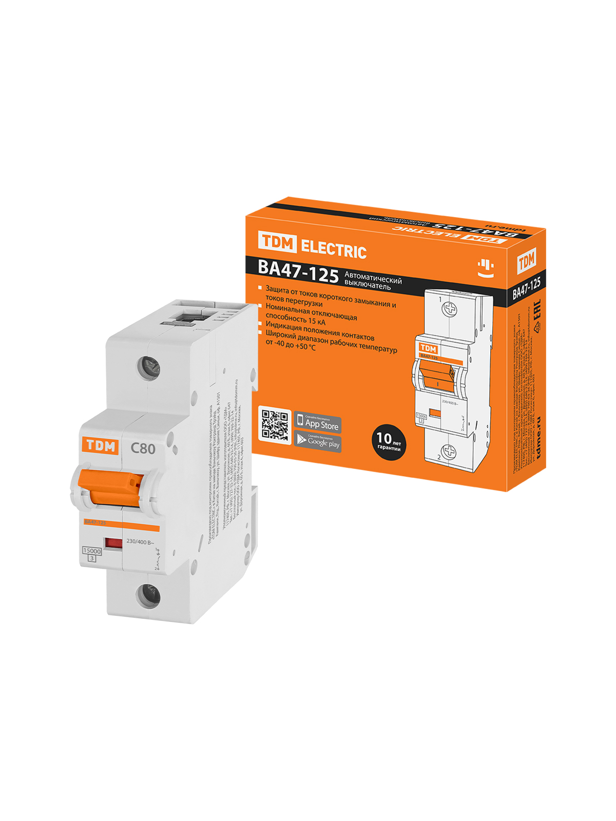 Авт. выкл. ВА47-125 1Р 80А 15кА  х-ка С TDM SQ0208-0058
