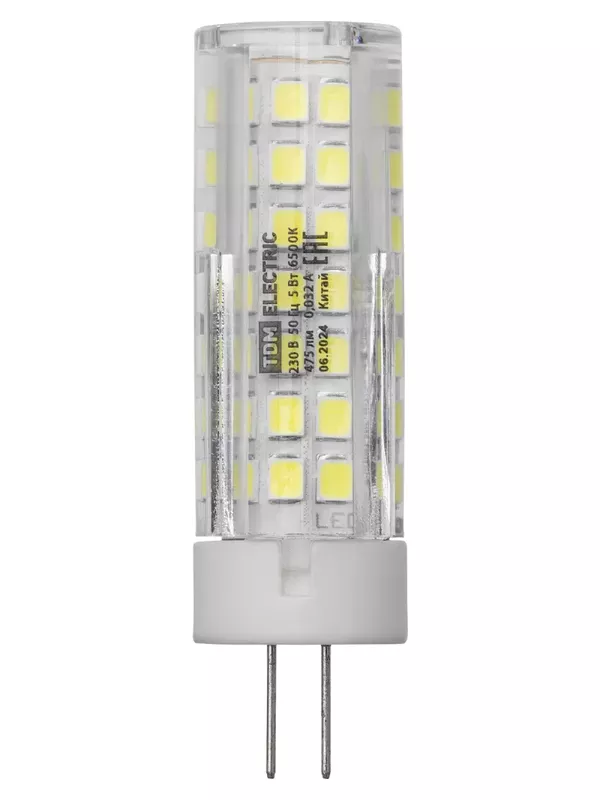 Лампа светодиодная G4-5 Вт-230 В-6500 К, SMD, 16x55 мм TDM — изображение 4