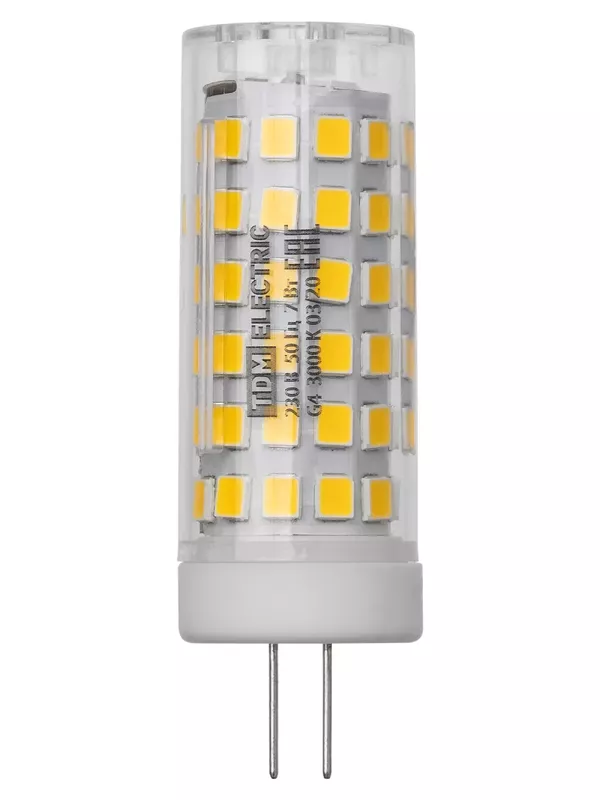 Лампа светодиодная G4-7 Вт-230 В-3000 К, SMD, 18,5x57 мм TDM — изображение 4