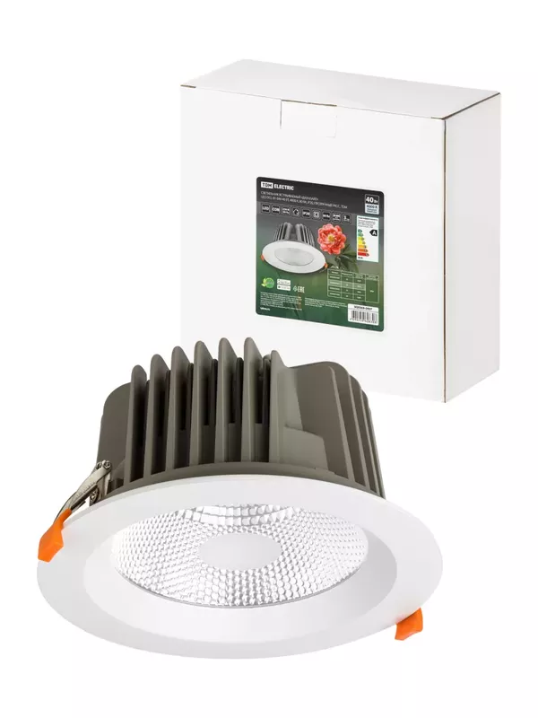 Светильник встраиваемый "Даунлайт" LED DCL-01-040 40 Вт, 4000 К, 80 Ra, IP20, прозрачный расс., TDM