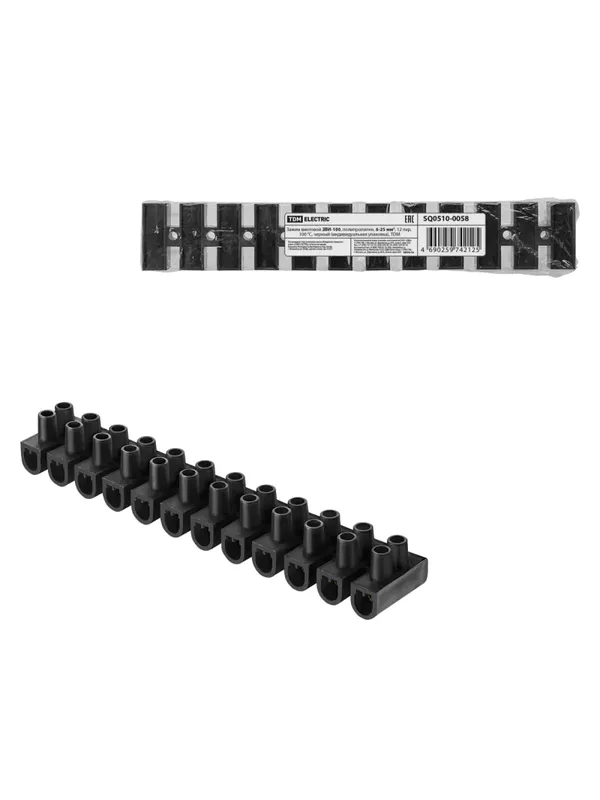 Зажим винтовой ЗВИ-100,полипропилен, 6-25 мм², 12 пар, 100 °С, черный (индивидуальная упаковка), TDM