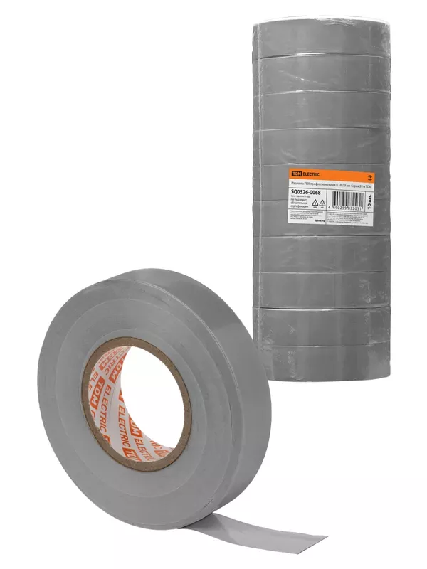 Изолента ПВХ профессиональная 0,18х19 мм Серая 20 м TDM