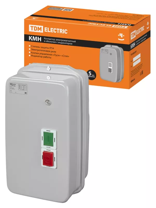 Контактор КМН48062 80А в оболочке с индикатором Ue=220В/АС3 IP54 TDM