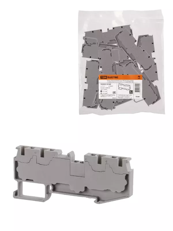 Зажим клеммный безвинтовой ЗКБ быстрого зажима 4 вывода 4 мм2 32А серый (Ph-C PT 4-QUATTRO) TDM