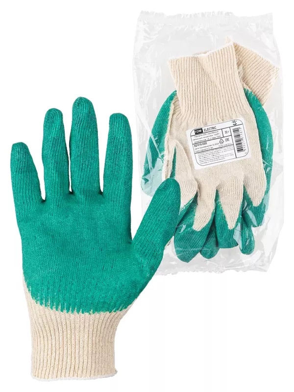 Перчатки х/б с одинарным латексным покрытием "ЛАЙТ", трикотажные, 13, 1 пара, TDM