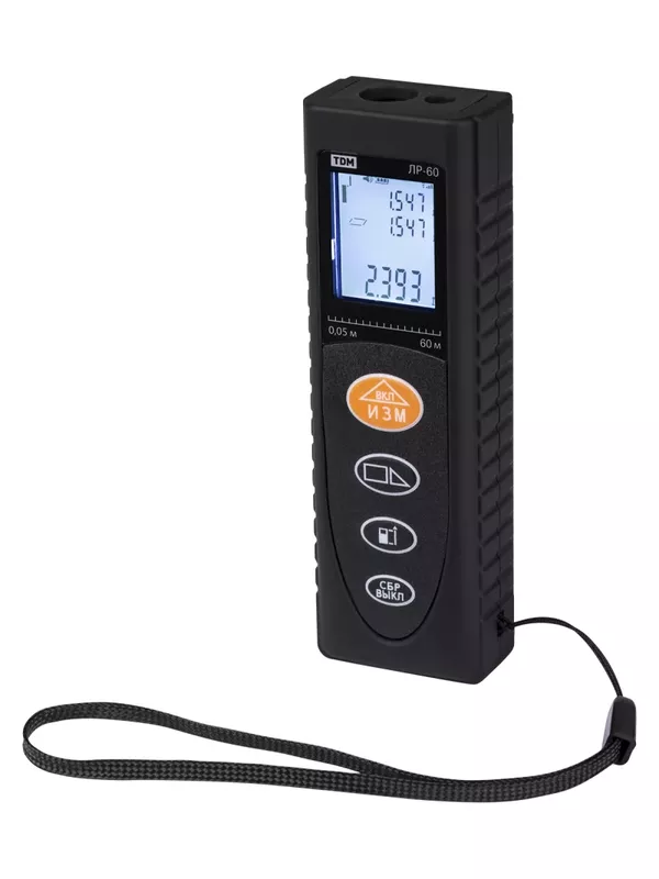 Лазерная рулетка ЛР-60, дальность 60 м, точность 2 мм, подсветка, IP54, 2хAAA, “Алмаз” TDM — изображение 6