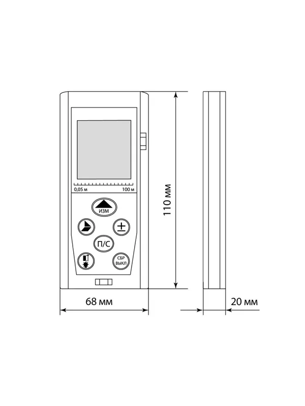 Лазерная рулетка ЛР-100, дальность 100 м, точность 2 мм, подсветка, IP54, 2хAAA, “Алмаз” TDM — изображение 3