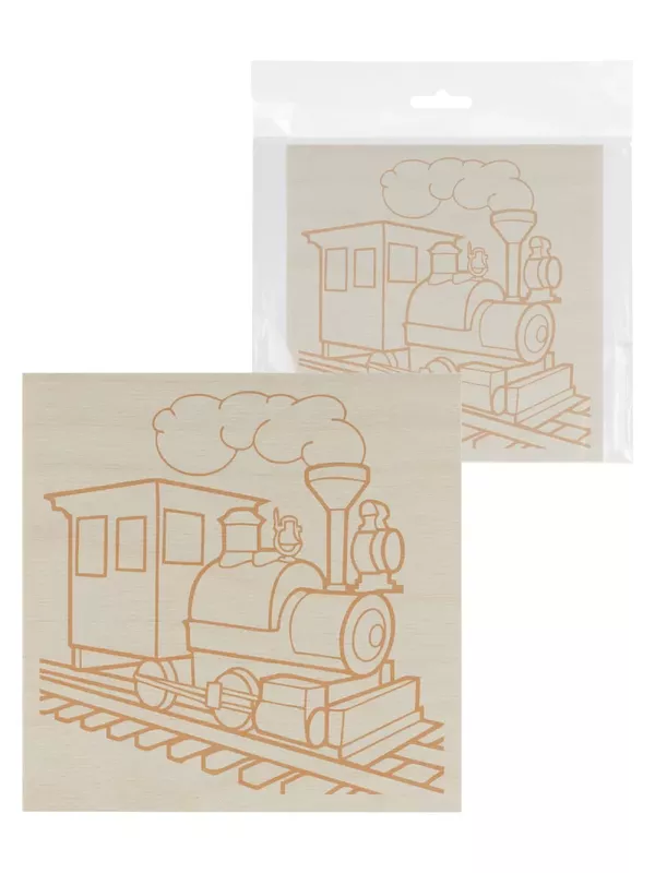 Доска для выжигания, Паровоз, 150х150 мм, 1 шт., пакет, TDM