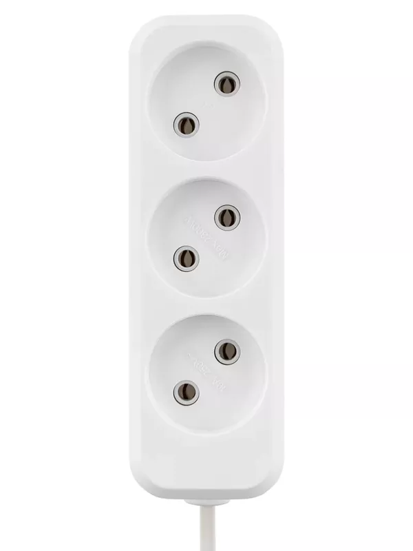 Удлинитель 3 гнезда, 1,5 метра, б/з, 10 А, 2300 Вт, белый, НАРОДНЫЙ У-32015 (Ун 320-0001)