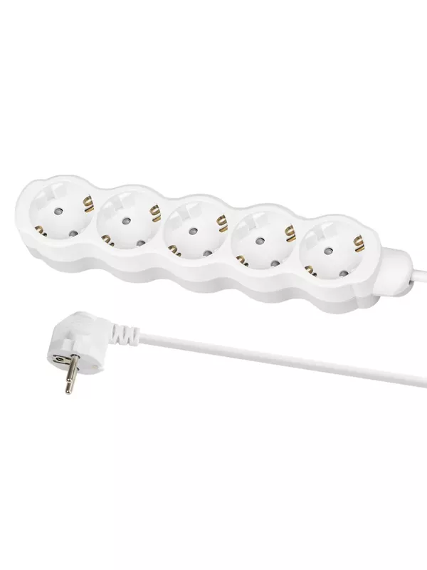 Удлинитель бытовой "Люкс" 5 гнезд, 2 м, с/з, с з/ш, ПВС 3х0,75 мм2, 10 А, 250 В, 2400 Вт TDM У1-52051