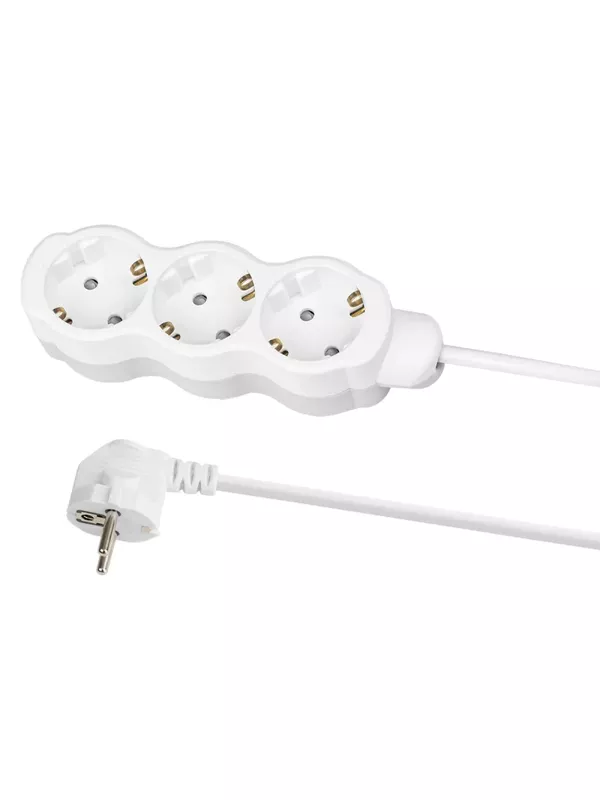 Удлинитель бытовой "Люкс" 3 гнезда, 2 м, с/з, с з/ш, ПВС 3х1 мм2, 16 А, 250 В, 3500 Вт TDM У1-33052