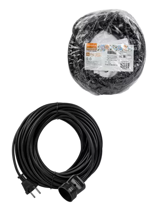 Удлинитель-шнур силовой народный ПВС 3500 Вт б/з, 10м, штепс. гнездо У1-13042