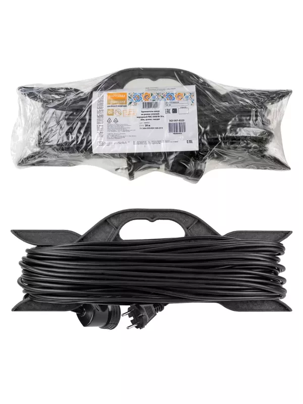 Удлинитель-шнур на рамке силовой народный ПВС 3500 Вт б/з, 20м, штепс. гнездо У1-13041